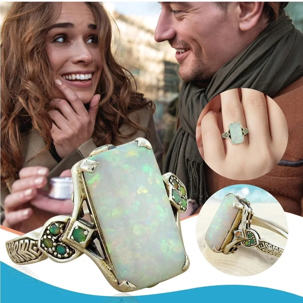 Elegant Opal and Silver Women's Ring - Picture 4 of 4